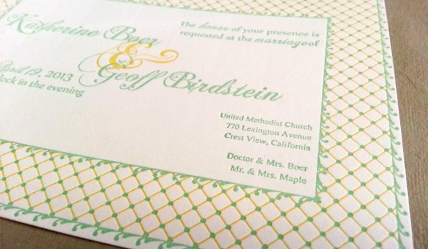 Custom Letterpress Wedding Invitation Design