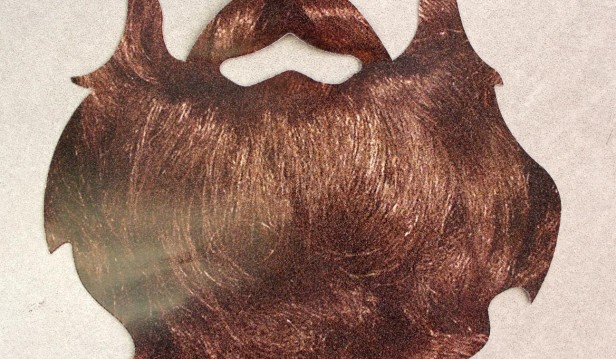 custom paper invitation cut to look like a beard