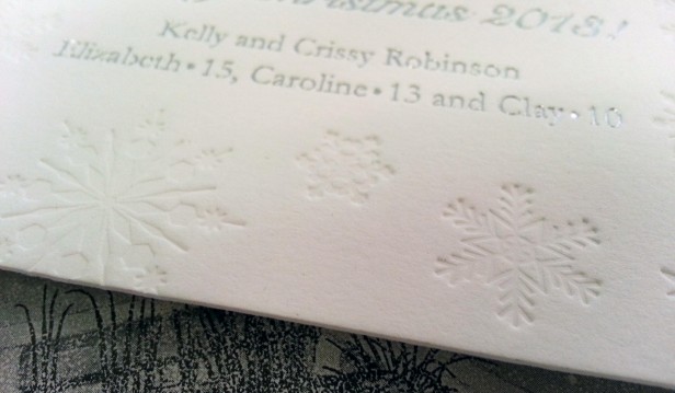snowflake detail on white card stock