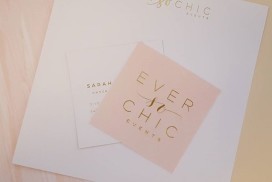 custom pink, gold and white letterpress event cards